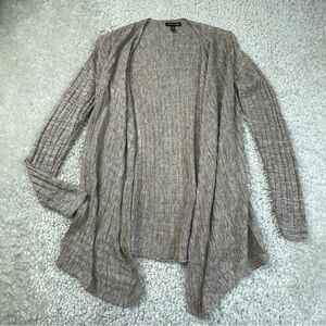 Eileen Fisher Open Front Linen Cardigan Textured Taupe XXS lightweight #175